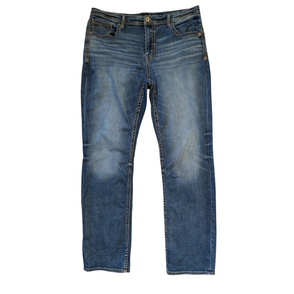 BKE Tyler Mens 38x34 Straight Denim Jeans Medium Wash AB523348